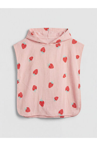 LC Waikiki Rmz Gi̇yi̇m Farkiyla Strawberry Printed Baby Girl Poncho Towel