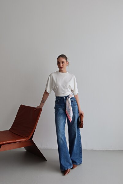 FEWTİNT Γυναικεία πλεκτή μπλούζα Vena Bele με λαιμόκοψη ποδηλάτου, κοντό μανί...