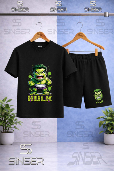 SS SİNSER Παιδικό μπλουζάκι με στάμπα HULK ANGRY WALL WRITING - Σετ σορτς