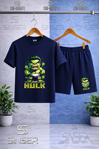SS SİNSER Παιδικό μπλουζάκι με στάμπα HULK ANGRY WALL WRITING - Σετ σορτς
