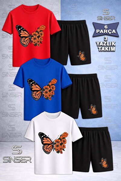 SS SİNSER Παιδικό BUTTRFLY ORANGE WING FLOWER Μπλουζάκι με στάμπα με λαιμόκοψ...