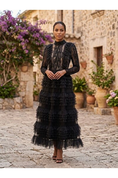 Rabiossa Women's Florence Black Long Dress