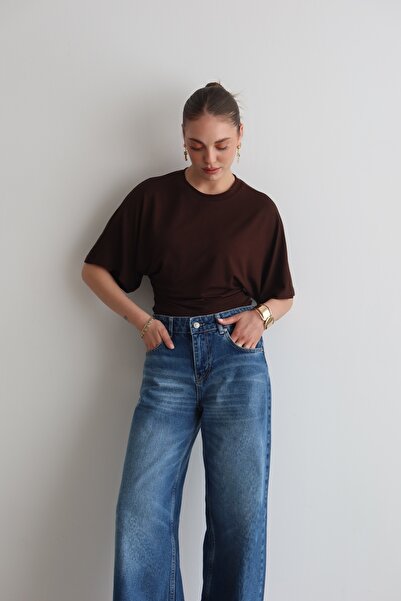 FEWTİNT Γυναικεία πλεκτή μπλούζα Vena Bele με κοντό μανίκι και λαιμόκοψη ποδη...