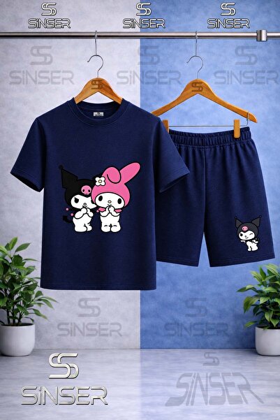 SS SİNSER Παιδικό Σετ T-Shirt και Σορτς KROMI 2LI SIDE BY SIDE με στάμπα και ...