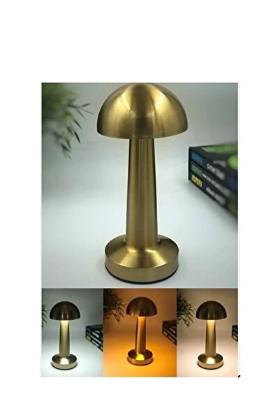 DDTREND A Kalite Dokunmatik Mantar Masa Lambası Gold Renk Kablosuz Ledli Şarjlı 22-9 CM MODEL-1