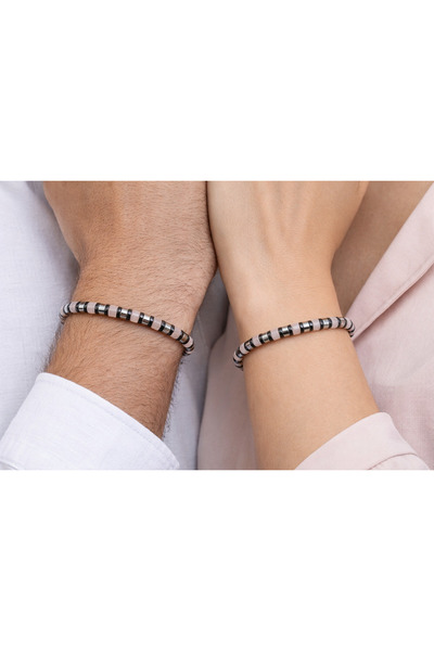 nss sky rock Cylinder Cut Natural Stone Bracelet Minimal Elegance with 4mm Th...