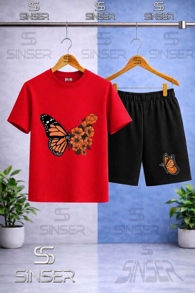 SS SİNSER Παιδικό μπλουζάκι με στάμπα BUTTRFLY ORANGE WING FLOWER με λαιμόκοψ...