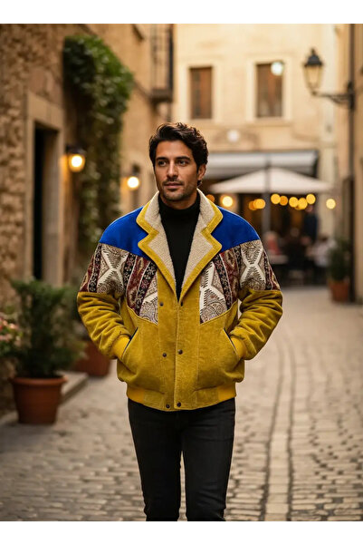 CANMODA (7941) Recien Unisex Γιακάς από Γούνα Vintage Αζτέκικο Μπουφάν Oversi...