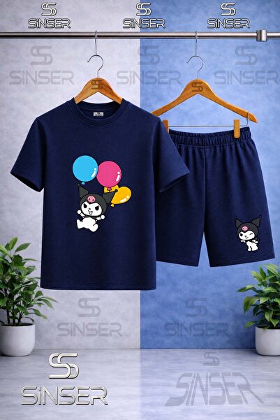SS SİNSER Children's Kromi Balloon Printed Crew Neck T-Shirt - Shorts Set