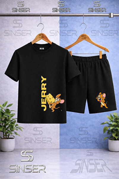SS SİNSER Kids' Fare Jry Cheese Calan Printed Crew Neck T-Shirt - Shorts Set