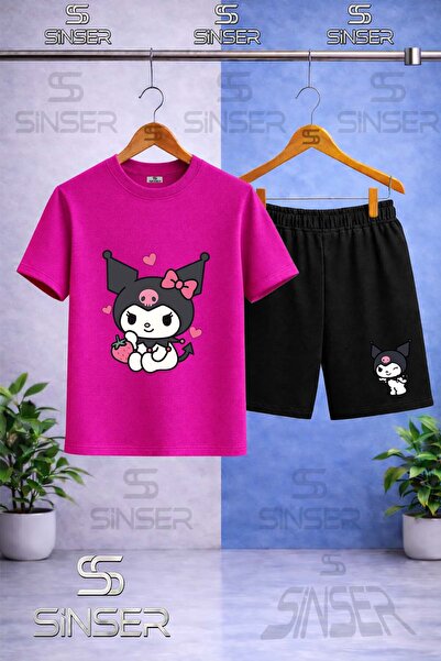 SS SİNSER Children's Kromi Strawberry Printed Crew Neck T-Shirt - Shorts Set