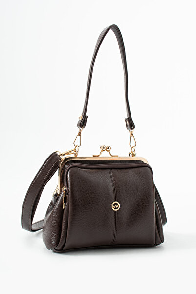 DEV 3 ADAM Καφέ Σχολαστική τσάντα χιαστί και ώμου για γυναίκες από μαλακό δέρ...