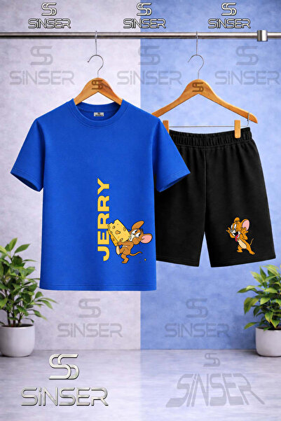 SS SİNSER Kids' Fare Jry Cheese Calan Printed Crew Neck T-Shirt - Shorts Set