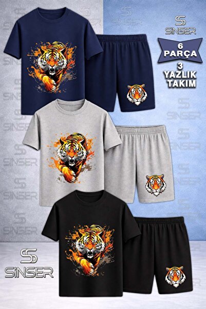 SS SİNSER Παιδικό T-Shirt 3 τεμαχίων με στάμπα Tiger Pence On The Wall - Σετ ...