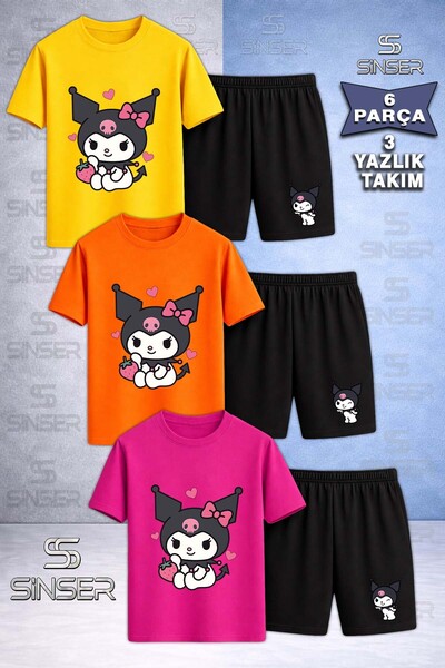 SS SİNSER Παιδικό Σετ T-Shirt και Σορτς 3 τεμαχίων με στάμπα KROMI STRAWBERRY