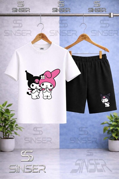 SS SİNSER Παιδικό Σετ T-Shirt και Σορτς KROMI 2LI SIDE BY SIDE με στάμπα και ...
