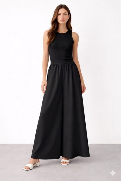 Sentez 5561 Παντελόνι με φαρδιά μπατζάκια Logos