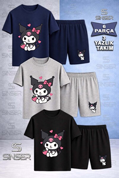 SS SİNSER Παιδικό Σετ T-Shirt και Σορτς 3 τεμαχίων με στάμπα KROMI STRAWBERRY