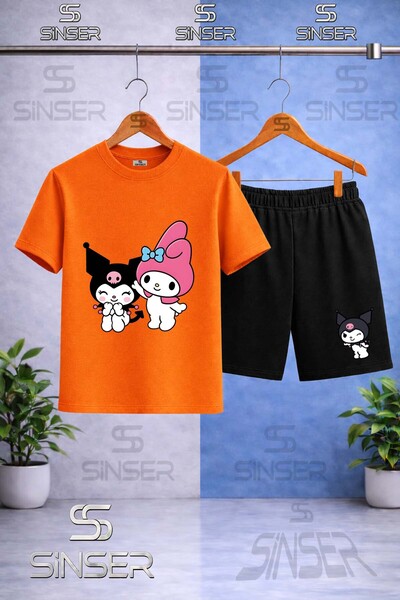 SS SİNSER Children's Kromi and My Melody Printed Crew Neck T-Shirt - Shorts Set