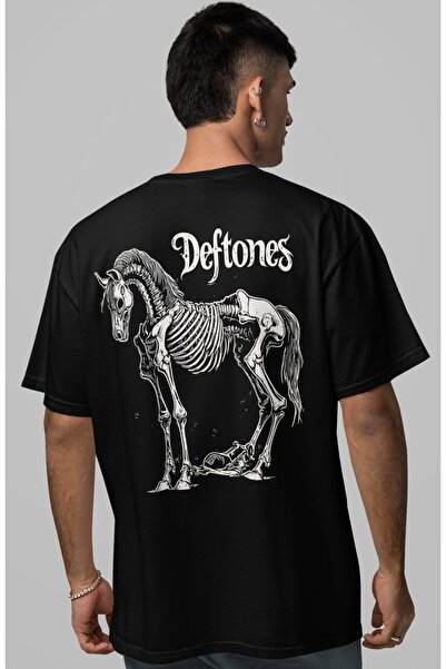 SEVBANO Tricou supradimensionat unisex cu imprimeu pe spate Deftones Rock Met...
