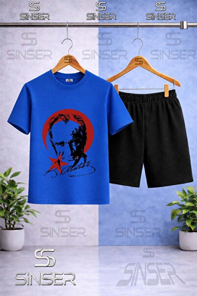 SS SİNSER Children's Ataturk Red Moon Star Black Printed Crew Neck T-Shirt - ...