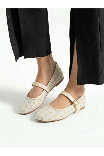 Encool Γυναικεία Μπεζ Παπούτσια Μπαλαρίνας – Μοντέλο Mary Jane με αγκράφα, Κα...