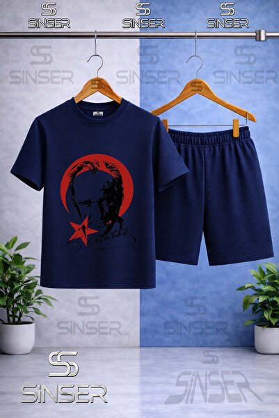 SS SİNSER Children's Ataturk Red Moon Star Black Printed Crew Neck T-Shirt - ...