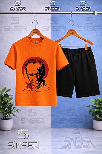 SS SİNSER Children's Ataturk Red Moon Star Black Printed Crew Neck T-Shirt - ...