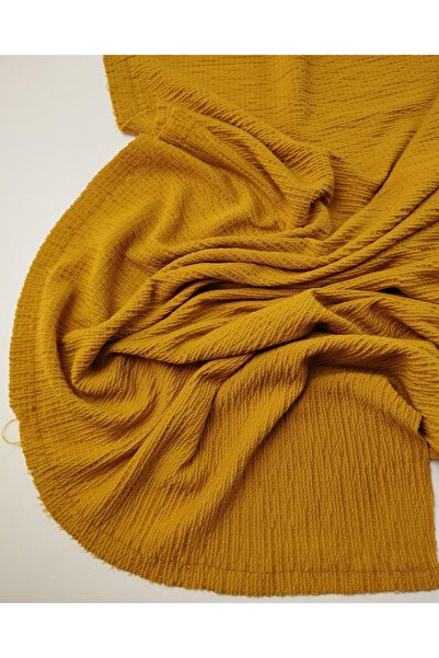 Kumaş Parça Ύφασμα από χτενισμένα βαμβακερά ίναρα σε μουσταρδί χρώμα 140x190εκ.