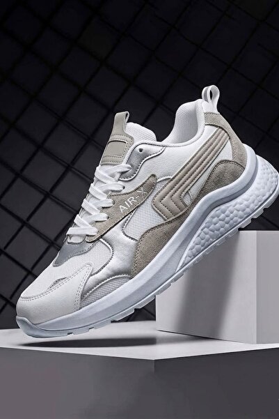 SOLAZER Γυναικεία αθλητικά παπούτσια casual με κορδόνια σε ασημί χρώμα