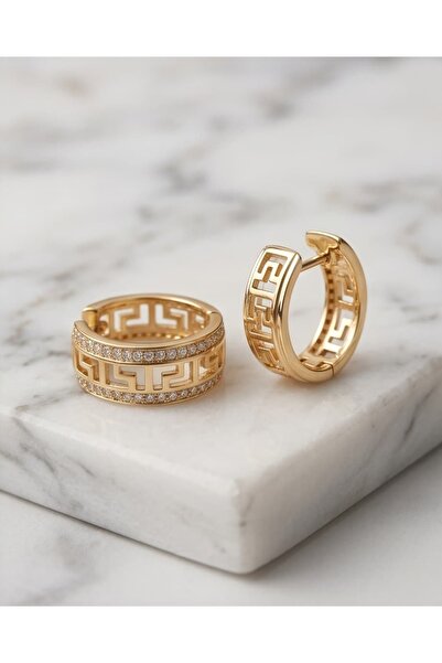 Portakal Esintisi Ravionis Labirent Motif Zircon Stone Ring Steel Xuping Earr...