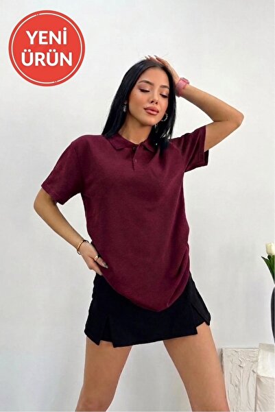 Buteks Μπλουζάκι μπορντό αθλητικό με γιακά πόλο και κουμπιά, βαμβακερό, casua...