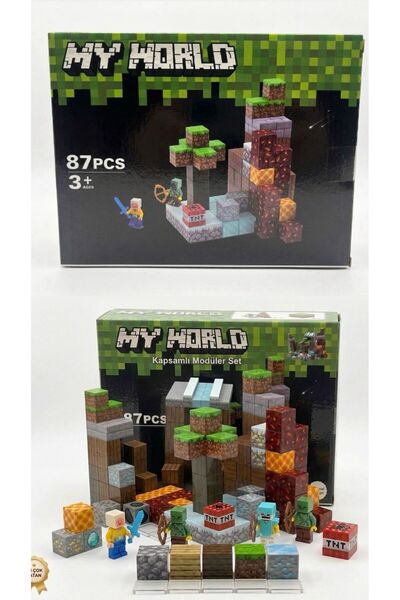 afreyz oyuncak Manyetik Yapı Blokları Minecraft Mıknatıslı 87 Parça Blok Parç...