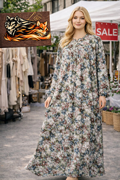 hoaryage Φόρεμα από βισκόζη με μακριά μανίκια, άνετη εφαρμογή, υπερμεγέθη, χα...