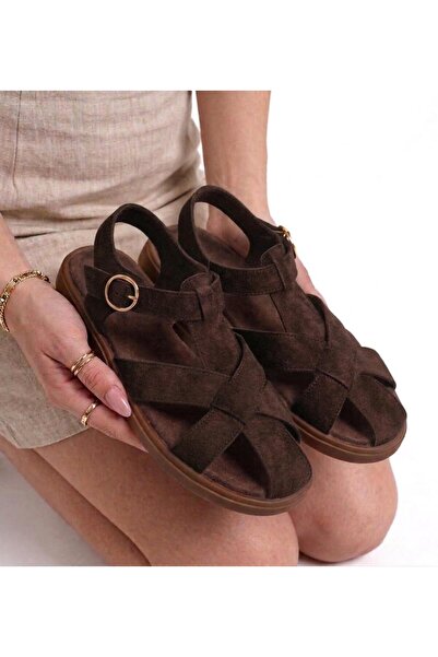 MAYA SHOES Kadın Sandalet Rahat Önü Kapalı Tokalı Yazlık Sandalet