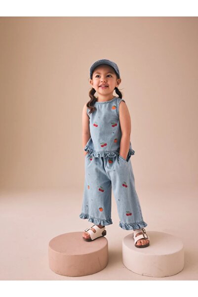 Next Baby 100% Cotton Fruit Embroidered Denim Top and Pants Set