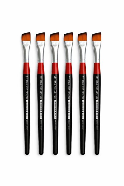 Artdesign Set de 6 pensule pentru vopsea cu peri sintetici, cu tăiere lateral...