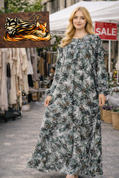 hoaryage Φόρεμα από βισκόζη με μακριά μανίκια, άνετη εφαρμογή, υπερμεγέθη, χα...