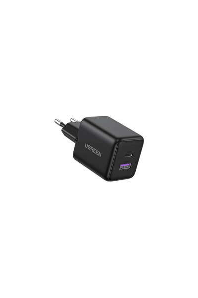 Ugreen 30W GaN Hızlı Şarj Cihazı 2 Portlu, 1xUSB-A, 1xUSB-C, Siyah, 65014