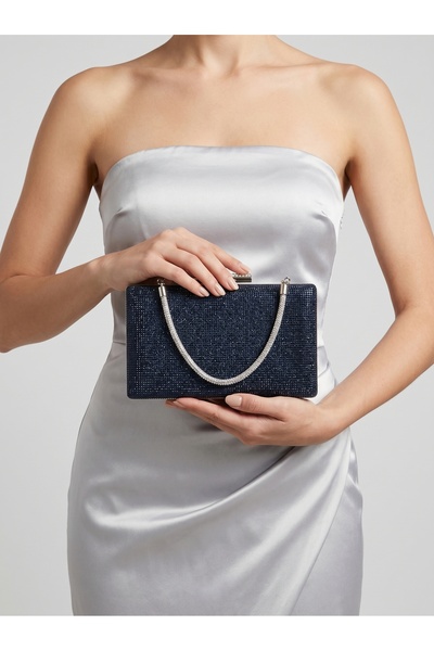 Biçanta Γυναικεία βραδινή τσάντα φορέματος σε μπλε ναυτικό χρώμα με μεταλλική...