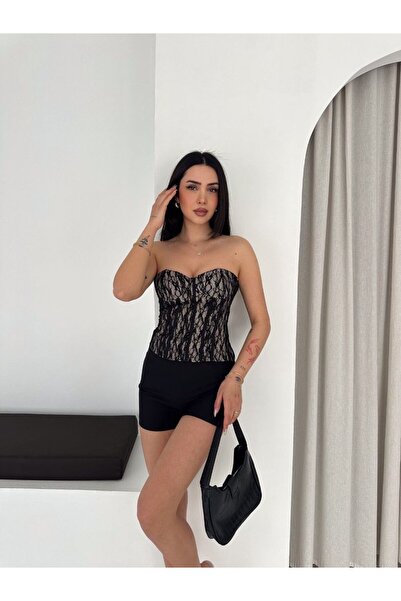 Paraf style Επώνυμο μοντέλο με φερμουάρ και λεπτομέρεια κορσέ σε σχήμα crop