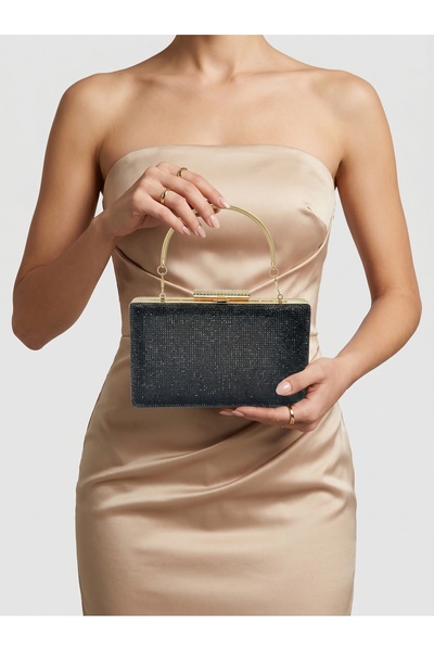 Biçanta Έγχρωμη Μεταλλική Τσάντα με Πέτρες στην Έναστρη Πλευρά και Μεταλλική ...