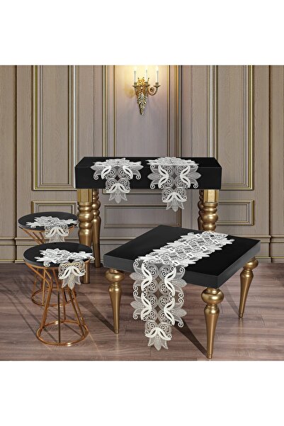 Ceki Home Σετ Σαλονιού με Δαντέλα Γαλλικού Τύπου, Προϊόντα Προίκων χωρίς Ραφές