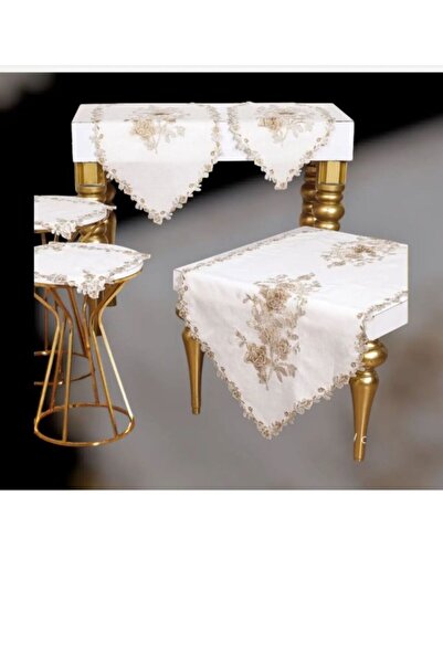 Ceki Home Σετ Σαλονιού με Ράνερ, Λινά Είδη Γαλλικής Δαντέλας, Προϊόντα Προίκω...