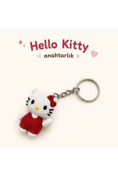Luvena Hello Kitty Anahtarlık Kawaii Sevimli Anahtarlık Çanta Süsü İp Örgü De...
