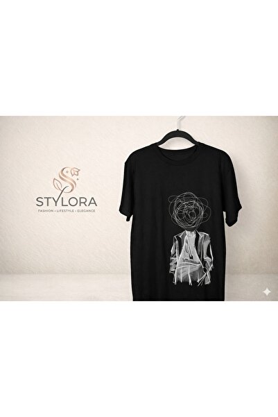 styl ora "Modern T-Shirt Where Artistic Lines Meet the Nobility of Black—Orig...