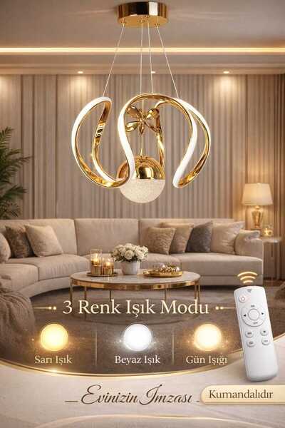 Marsel Lighting RİKO TEK TOPLU LED AVİZE 3 RENK LED ISIKLI KUMANDALI MODERN A...