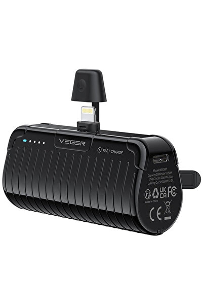 Veger W0558P Power Bank 5000mAh 20W Power Delivery Lightning Μαύρο