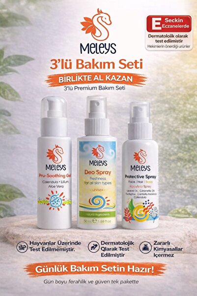 MELEYS 3LÜ GÜNLÜK BAKIM SETİ DEO SPRAY + KORUYUCUSPRAY + FERAHLATICI JEL