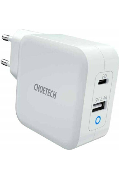CHOETECH Ασύρματος φορτιστής GaN 65 W με θύρες USB-A και USB-C, λευκός
